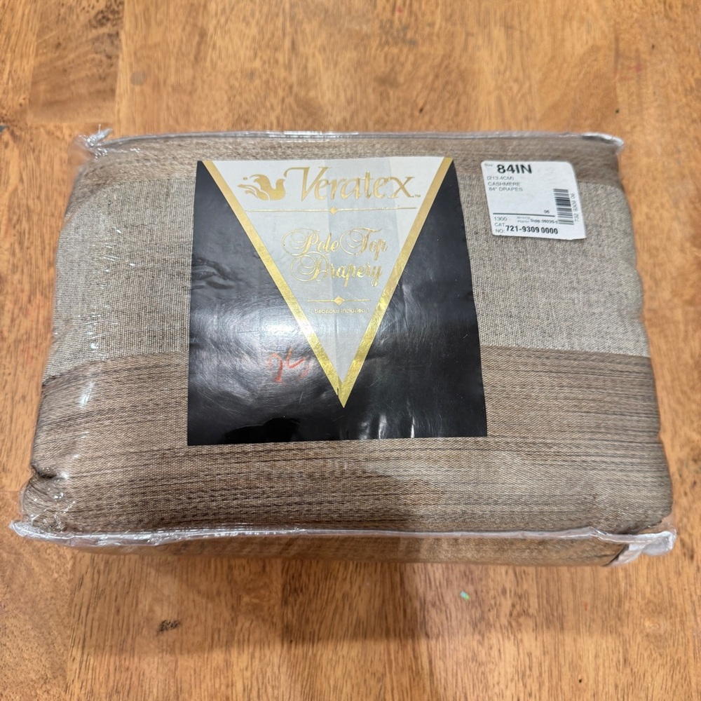 Veratex Pole Top Drapery Curtain Cashmere 84” Tan